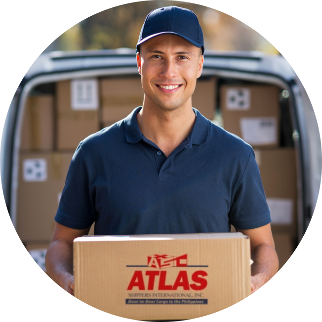 A Delivery man holding a Box