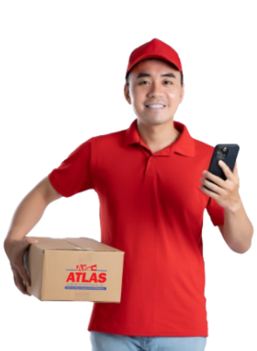 delivery man holding a phone